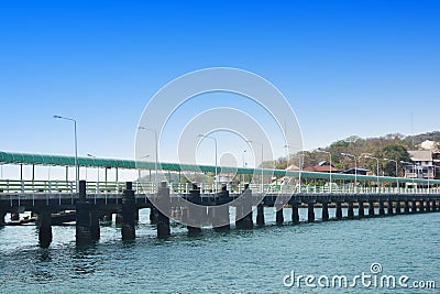 Cement pier in Si Chang Island Stock Photo